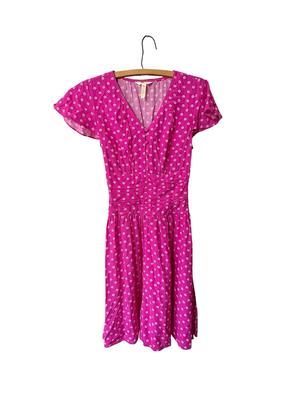 Matilda Jane Fuchsia Floral Button Front Midi Dress XS Cottagecore Boho